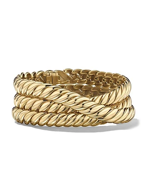 Sculpted Cable Triple Wrap Bracelet in 18K Yellow Gold, 8.5MM