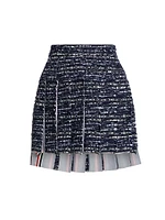 Pleated Tweed Miniskirt