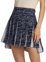 Pleated Tweed Miniskirt