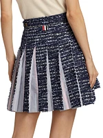 Pleated Tweed Miniskirt