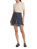 Pleated Tweed Miniskirt