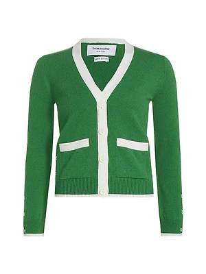 Contrast-Trim Cashmere Cardigan