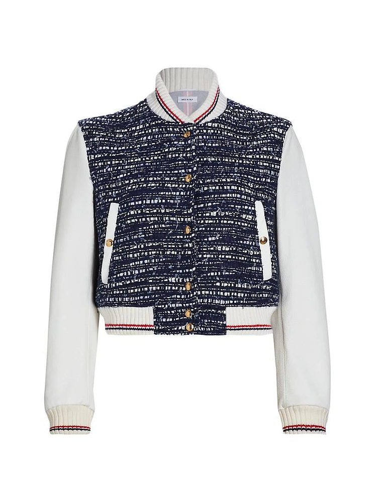 Tweed Cropped Varsity Jacket