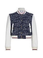 Tweed Cropped Varsity Jacket