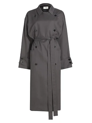 Eric Silk Double-Breasted Trench Coat