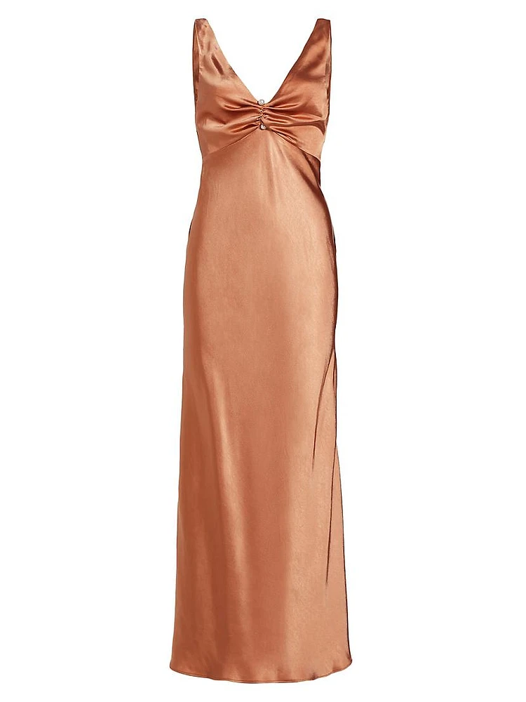 Rendezvous Satin V-Neck Maxi Dress