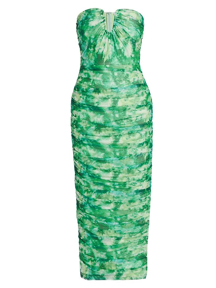 Larkspur Tie-Dye Strapless Midi-Dress