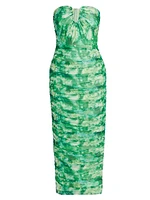 Larkspur Tie-Dye Strapless Midi-Dress