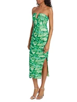 Larkspur Tie-Dye Strapless Midi-Dress