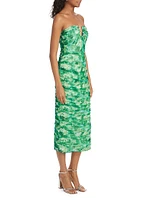 Larkspur Tie-Dye Strapless Midi-Dress