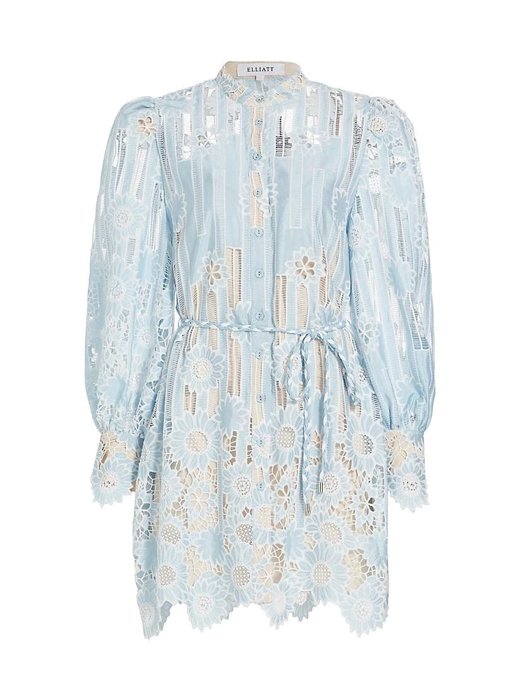 Jetsetter Lace Long-Sleeve Minidress