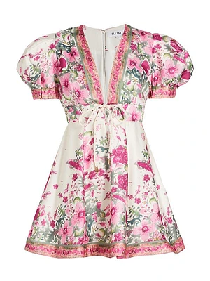 Equator Floral Puff-Sleeve Minidress