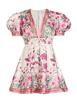 Equator Floral Puff-Sleeve Minidress