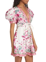 Equator Floral Puff-Sleeve Minidress