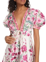 Equator Floral Puff-Sleeve Minidress