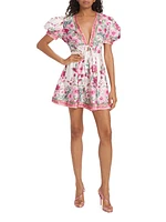 Equator Floral Puff-Sleeve Minidress