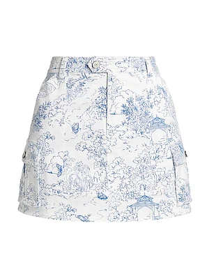 Garden Toile Stretch Cotton Cargo Skirt