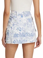 Garden Toile Stretch Cotton Cargo Skirt