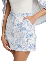 Garden Toile Stretch Cotton Cargo Skirt