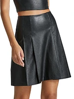 Faux Leather Pleated Miniskirt