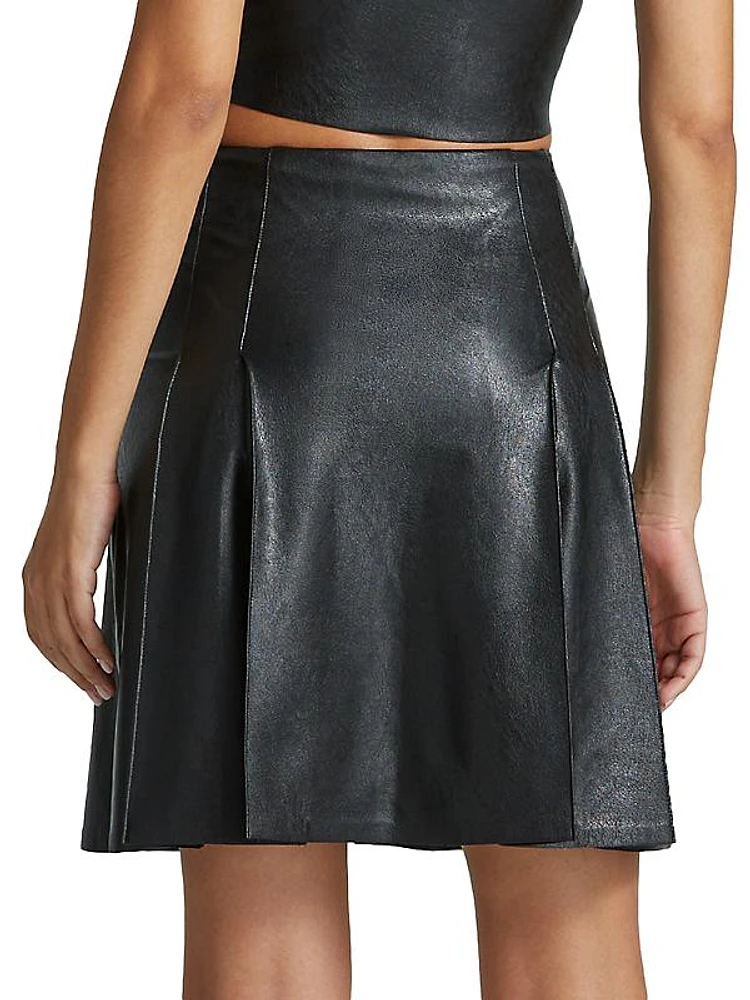 Faux Leather Pleated Miniskirt