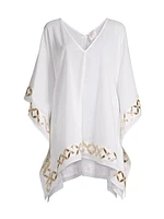 Mirror-Embroidered Short Caftan