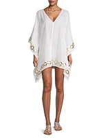 Mirror-Embroidered Short Caftan