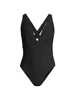 Deep Dive Smocked One-Piece Swimsuit