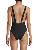 Deep Dive Smocked One-Piece Swimsuit