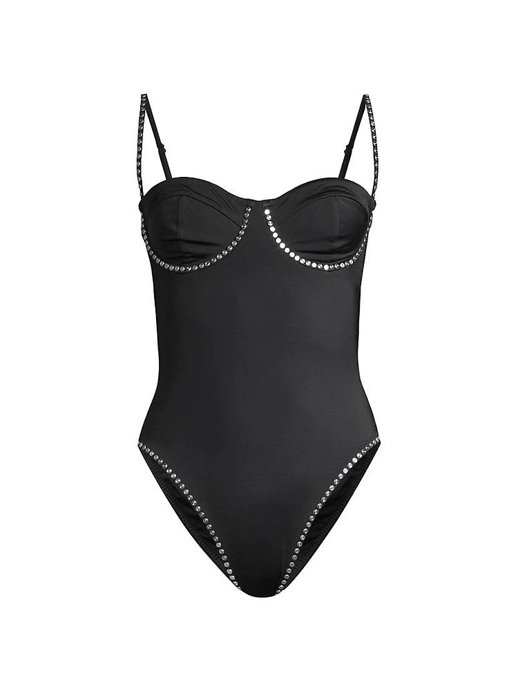 Embellished Underwire One-Piece Swimsuit