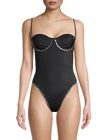 Embellished Underwire One-Piece Swimsuit