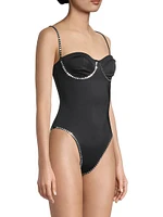 Embellished Underwire One-Piece Swimsuit