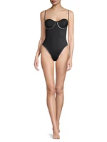 Embellished Underwire One-Piece Swimsuit