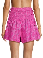 Wendy Heart Cotton-Blend Jacquard Smocked Shorts