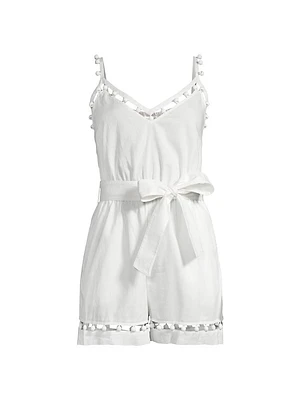 Beaded Cotton Voile Romper