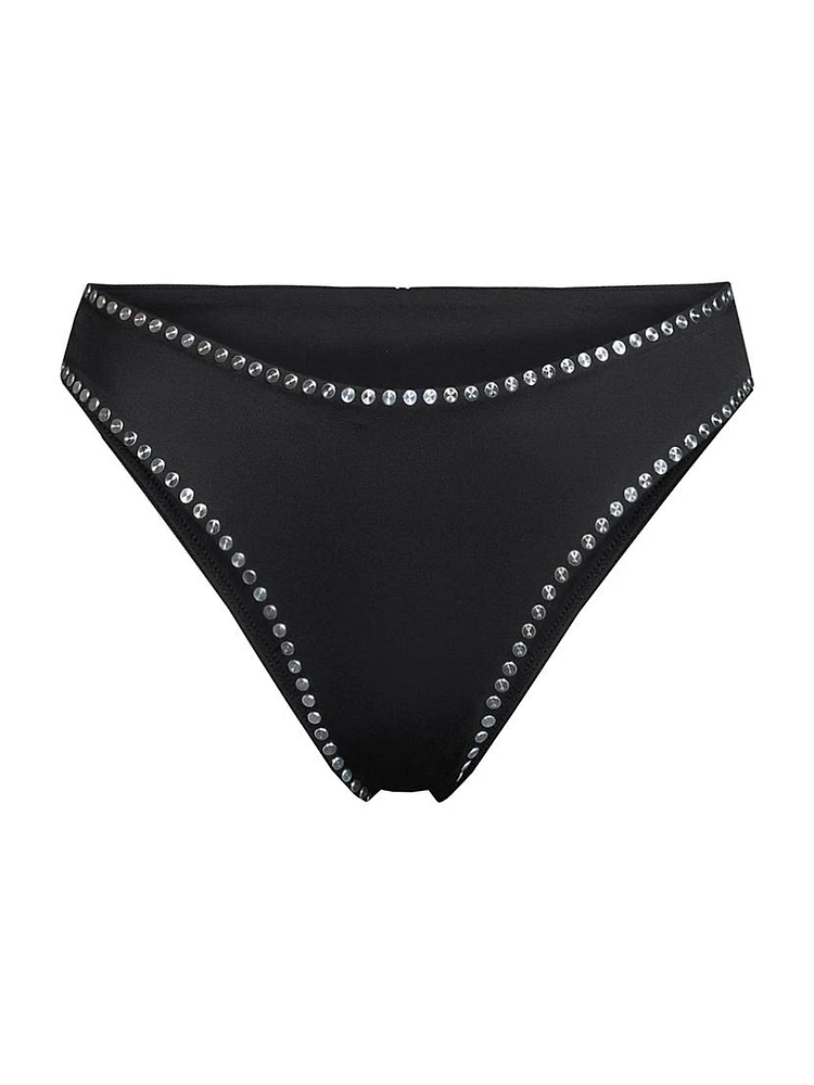 Studded Mid-Rise Bikini Bottom