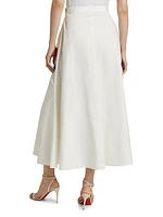 Silk-Embellished Cotton Midi-Skirt