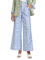 Floral Jacquard Flared Pants