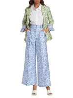 Floral Jacquard Flared Pants