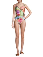 Flower Scarves One-Piece Swimsuit