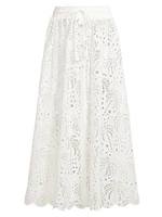 Laise Eyelet Cotton Midi-Skirt