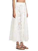 Laise Eyelet Cotton Midi-Skirt