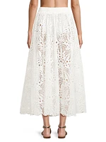 Laise Eyelet Cotton Midi-Skirt