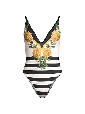 Biriba Banana Bunch Stripe One-Piece Swimsuit