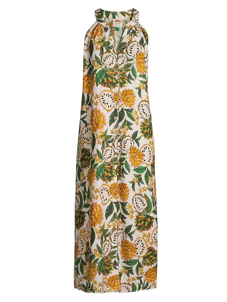 Biriba Banana Print Cover-Up Maxi Dress