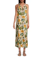 Biriba Banana Print Cover-Up Maxi Dress