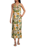 Biriba Banana Print Cover-Up Maxi Dress