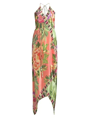 Flower Scarves Wrap Maxi Dress