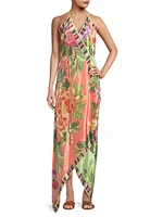 Flower Scarves Wrap Maxi Dress