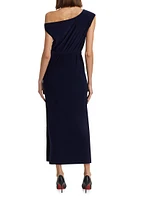 Belted One-Shoulder Gown